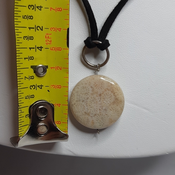 Sterling Silver Wire Wrap Fossilized Coral Necklace - Picture 2 of 6